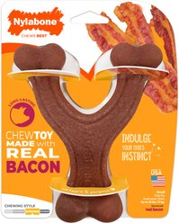Nylabone Strong Chew Wishbone Real Bacon Dog Chew Toy, Small