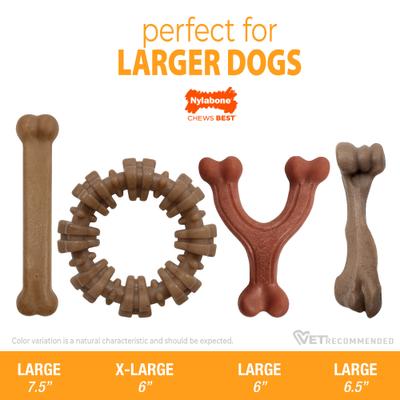Show full view: Nylabone Strong Chew Real Bacon, Bison, Venison, Beef & Chicken Dog Chew Toy Bundle, Large, 4 count slide 7 of 11