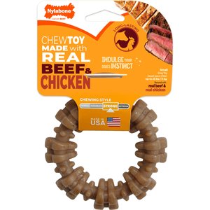 Nylabone Strong Chew Textured Ring Real Beef & Chicken Dog Chew Toy, Small