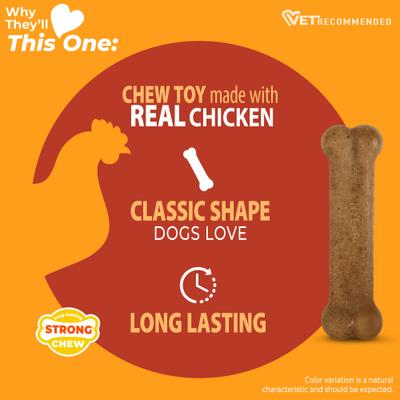 Show full view: Nylabone Strong Chew Original Bone Real Chicken Dog Chew Toy, Small slide 5 of 12