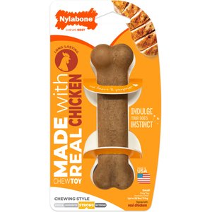 Nylabone Strong Chew Original Bone Real Chicken Dog Chew Toy, Small