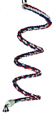 Show full view: A&E Cage Company Rainbow Cotton Rope Boing with Bell Bird Toy, Multicolor, Small slide 2 of 2