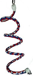 A&E Cage Company Rainbow Cotton Rope Boing with Bell Bird Toy, Multicolor, Small