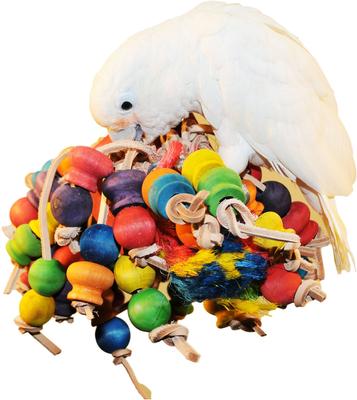 Show full view: A&E Cage Company Cluster with Hanging Wood Balls Extra Durable Tough Chew Bird Toy, Multicolor, Medium slide 2 of 3