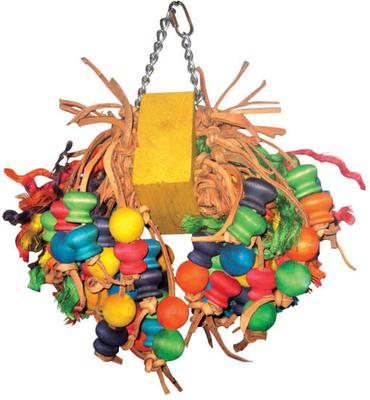 Show full view: A&E Cage Company Cluster with Hanging Wood Balls Extra Durable Tough Chew Bird Toy, Multicolor, Medium slide 3 of 3