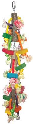 Show full view: A&E Cage Company Real Wood with Hanging Blocks on Rope Bird Toy, Multicolor, Large slide 3 of 3