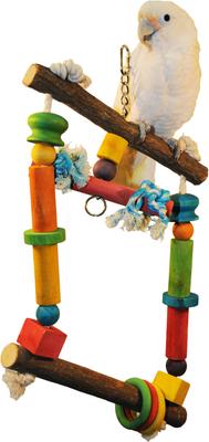 Show full view: A&E Cage Company Natural Wood Swing with Rope Exercise Bird Toy, Multicolor slide 3 of 4