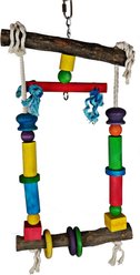 A&E Cage Company Natural Wood Swing with Rope Exercise Bird Toy, Multicolor