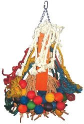 A&E Cage Company Cluster of Hanging Wood Balls Extra Durable Tough Chew Bird Toy, Multicolor, Giant