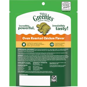 Greenies Feline Oven Roasted Chicken Flavor Adult Natural Dental Cat Treats, 4.6-oz bag