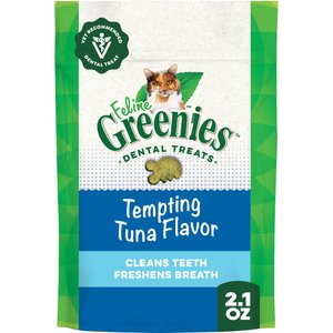 Greenies Feline Tempting Tuna Flavor Adult Natural Dental Cat Treat, 2.1-oz bag