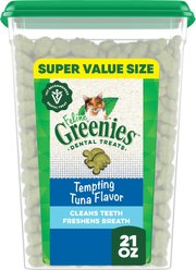 Greenies Feline Tempting Tuna Flavor Adult Natural Dental Cat Treat, 21-oz tub