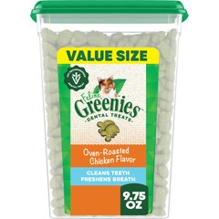 Greenies Feline Oven Roasted Chicken Flavor Adult Natural Dental Cat Treats, 9.75-oz tub