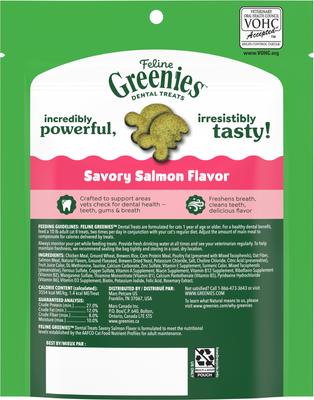 Show full view: Greenies Feline Savory Salmon Flavor Adult Natural Dental Cat Treats, 4.6-oz bag slide 3 of 12