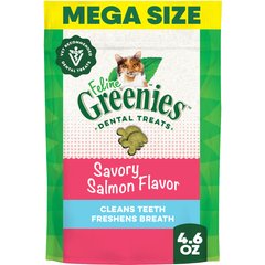 Greenies Feline Savory Salmon Flavor Adult Natural Dental Cat Treats, 4.6-oz bag