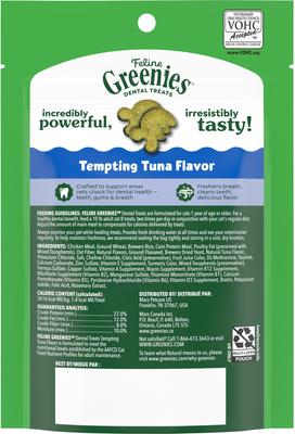 Show full view: Greenies Feline Tempting Tuna Flavor Adult Natural Dental Cat Treat, 2.1-oz bag slide 3 of 13