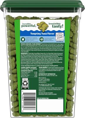 Show full view: Greenies Feline Tempting Tuna Flavor Adult Natural Dental Cat Treat, 9.75-oz tub slide 3 of 13