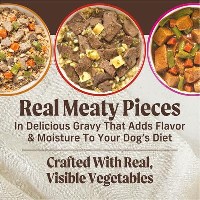 Show full view: Merrick Kitchen Comforts Real Meat & Brown Rice with Grains Variety Pack Wet Dog Food, 12.7-oz can, case of 12 slide 4 of 11