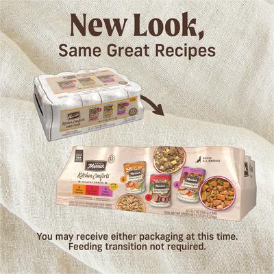 Show full view: Merrick Kitchen Comforts Real Meat & Brown Rice with Grains Variety Pack Wet Dog Food, 12.7-oz can, case of 12 slide 3 of 11