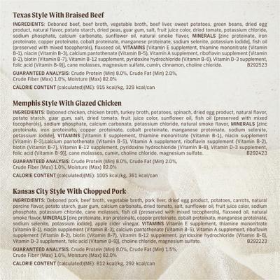 Show full view: Merrick Slow Cooked BBQ Variety Pack Grain-Free Wet Dog Food, 12.7-oz can, case of 12 slide 8 of 10