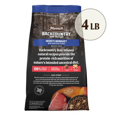 Show full view: Merrick Backcountry Freeze-Dried Raw Hero's Banquet Recipe Dry Dog Food, 4-lb bag slide 3 of 12