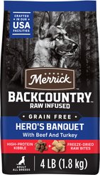 Merrick Backcountry Freeze-Dried Raw Hero's Banquet Recipe Dry Dog Food, 4-lb bag