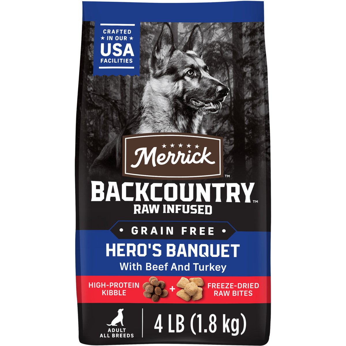 Merrick Backcountry Freeze-Dried Raw Hero's Banquet Recipe Dry Dog Food, 4-lb bag