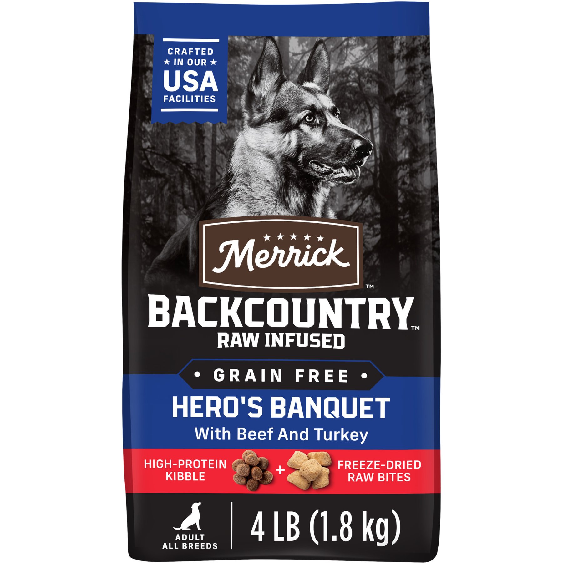 Merrick Backcountry Freeze-Dried Raw Hero's Banquet Recipe Dry Dog Food, 4-lb bag