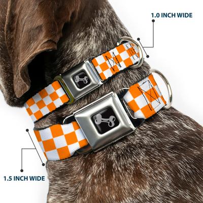 Show full view: Buckle-Down Checker Dog Collar, Orange, Large: 20 to 31-in neck, 1.5-in wide slide 3 of 9