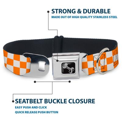 Show full view: Buckle-Down Checker Dog Collar, Orange, Large: 20 to 31-in neck, 1.5-in wide slide 5 of 9