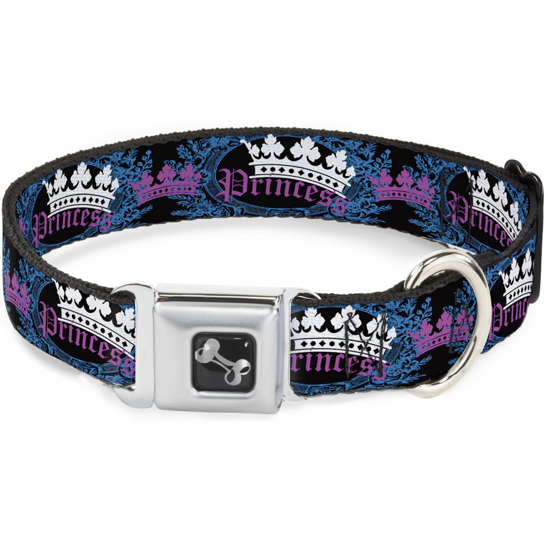 Buckle-Down Crown Princess Dog Collar, Medium: 11 to 16.5-in neck, 1-in wide
