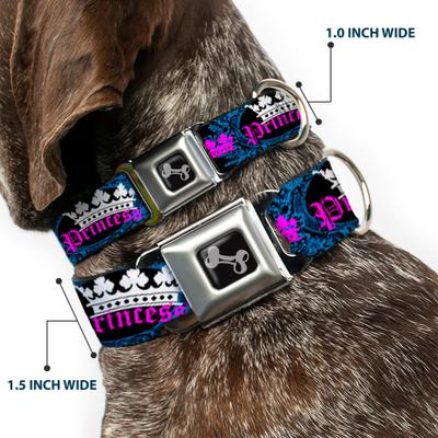 Show full view: Buckle-Down Crown Princess Dog Collar, Small: 9.5 to 13-in neck, 1-in wide slide 2 of 8