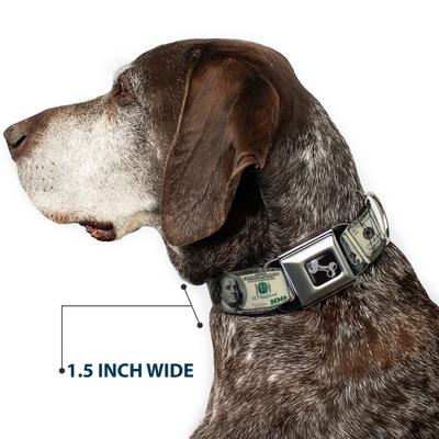 Show full view: Buckle-Down 100 Dollar Bills Dog Collar, Small: 9.5 to 13-in neck, 1-in wide slide 7 of 8