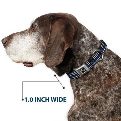 Show full view: Buckle-Down Thin Blue Line Flag Weathered Dog Collar, Medium: 16 to 23-in neck, 1.5-in wide slide 6 of 8