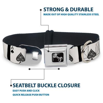 Show full view: Buckle-Down Ace of Spades Dog Collar, Medium: 16 to 23-in neck, 1.5-in wide slide 4 of 8