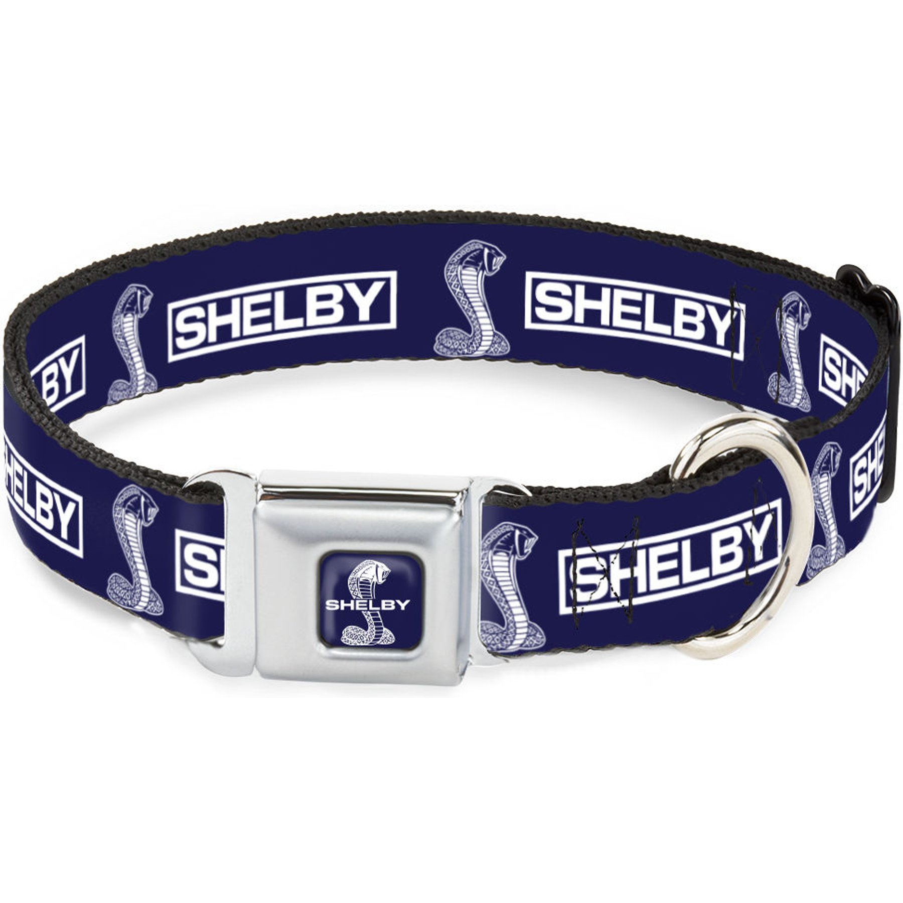 Buckle-Down Carroll Shelby Shelby Box Logo & Super Snake Cobra Dog Collar, Small: 9.5 to 13-in neck, 1-in wide