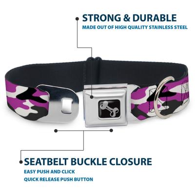 Show full view: Buckle-Down Camo Dog Collar, Purple, Large: 15 to 24-in neck, 1-in wide slide 4 of 8