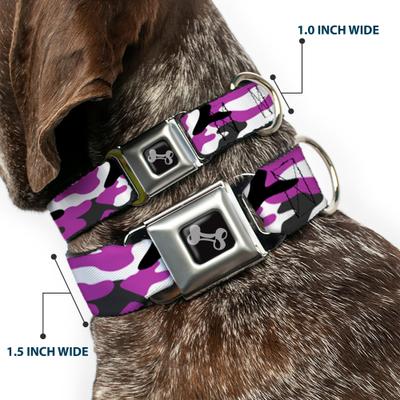 Show full view: Buckle-Down Camo Dog Collar, Purple, Large: 15 to 24-in neck, 1-in wide slide 2 of 8