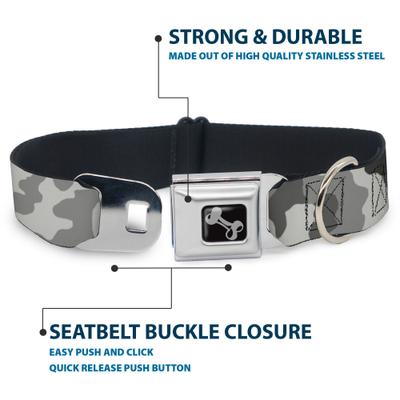 Show full view: Buckle-Down Camo Dog Collar, Grey, Medium: 11 to 16.5-in neck, 1-in wide slide 4 of 8