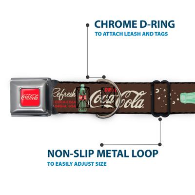 Show full view: Buckle-Down The Coca-Cola Company Coke Drink Coca Cola Pause & Refresh Dog Collar, Small: 9.5 to 13-in neck, 1-in wide slide 5 of 8