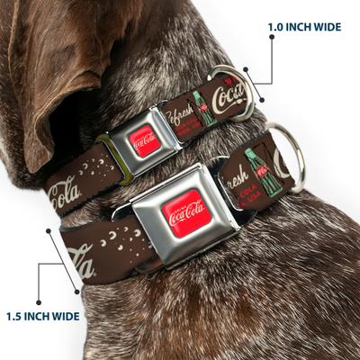 Show full view: Buckle-Down The Coca-Cola Company Coke Drink Coca Cola Pause & Refresh Dog Collar, Small: 9.5 to 13-in neck, 1-in wide slide 2 of 8