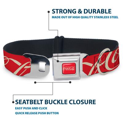 Show full view: Buckle-Down The Coca-Cola Company Drink Coca Cola Typograpy Logo Dog Collar, Large: 15 to 24-in neck, 1-in wide slide 4 of 8