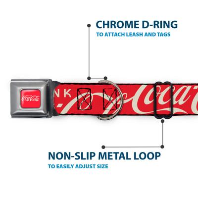 Show full view: Buckle-Down The Coca-Cola Company Drink Coca Cola Typograpy Logo Dog Collar, Large: 15 to 24-in neck, 1-in wide slide 5 of 8