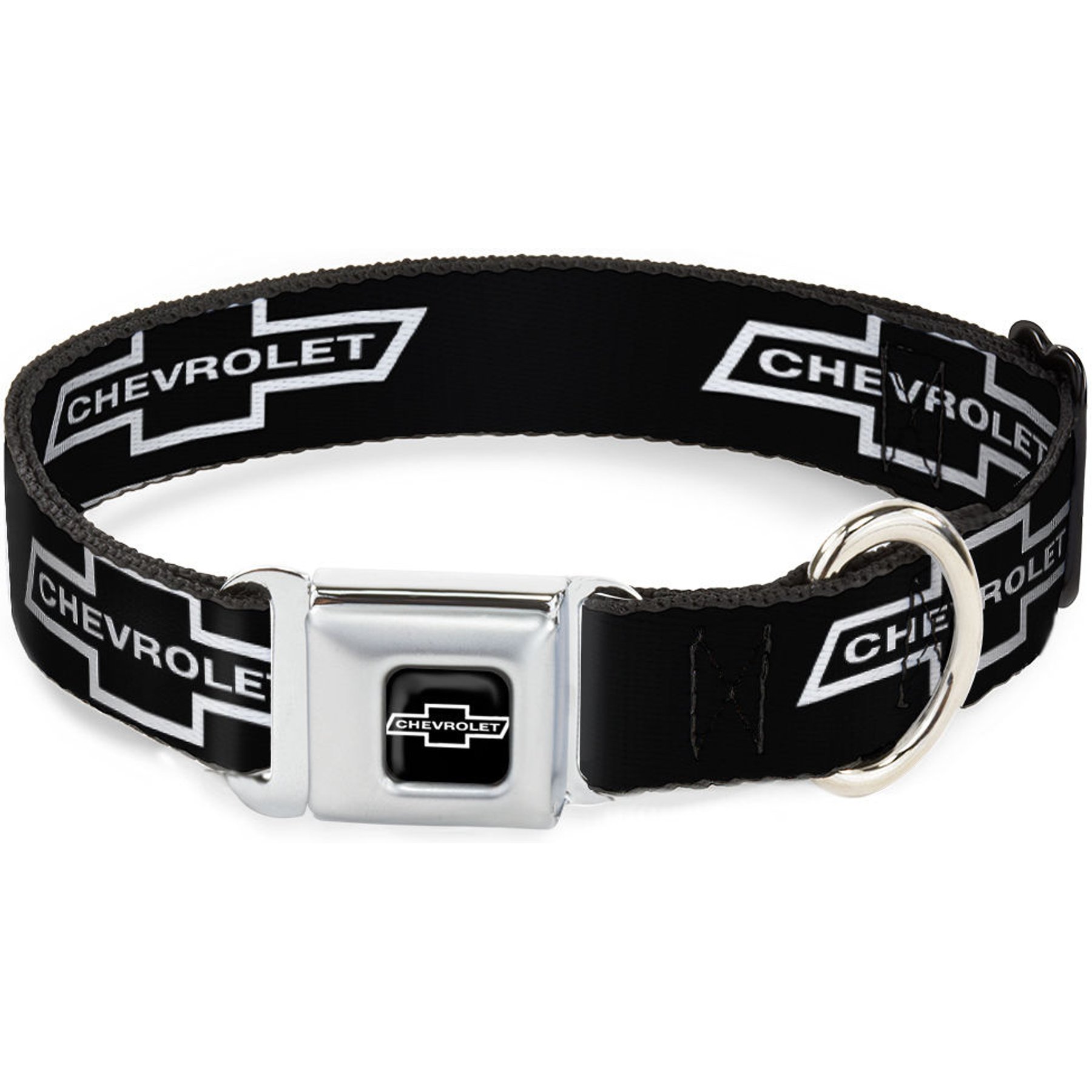 Buckle-Down GM General Motors 1965 Chevrolet Bowtie Dog Collar, Black/White, Large: 15 to 24-in neck, 1-in wide