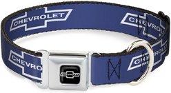 Buckle-Down GM General Motors 1965 Chevrolet Bowtie Dog Collar, Blue/White, Large: 15 to 24-in neck, 1-in wide