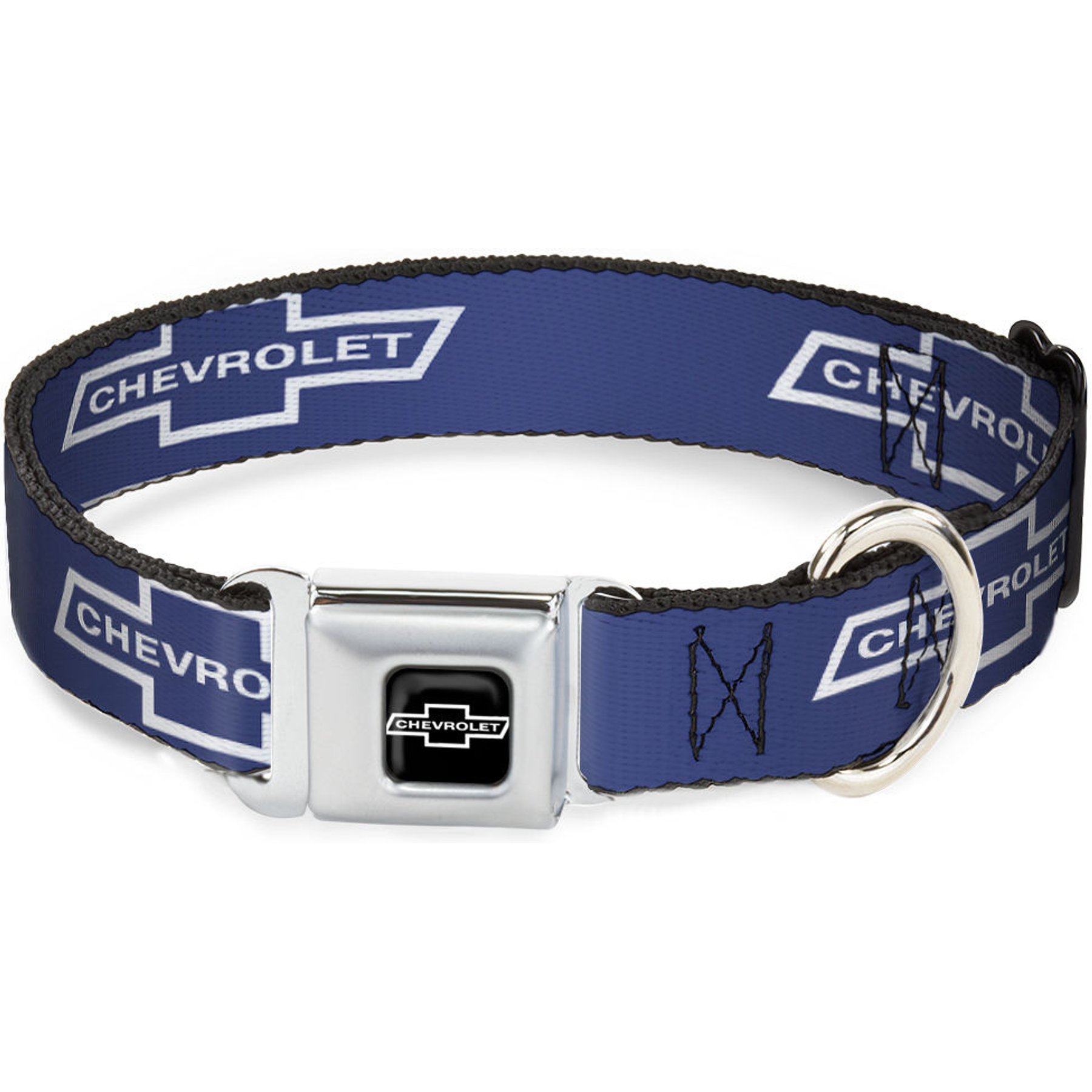 Buckle-Down GM General Motors 1965 Chevrolet Bowtie Dog Collar, Blue/White, Small: 9.5 to 13-in neck, 1-in wide