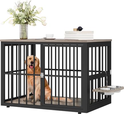 Show full view: Wooflex 4-in-1 Wooden 360° Swivel Bowls Furniture TV Stand 3-Door Dog Crate Furniture, Large: 38.8 inch slide 7 of 7