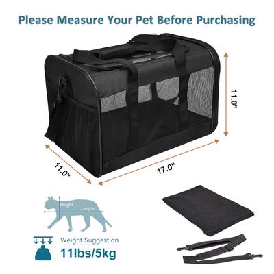 Show full view: GOOPAWS Soft-Sided Airline Approved Bag Cat Carrier, 17-in, Black slide 6 of 8