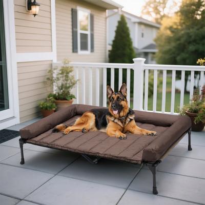 Show full view: Veehoo Elevated Dog Bed with Bolster Mat, Brown, X-Large A slide 7 of 10