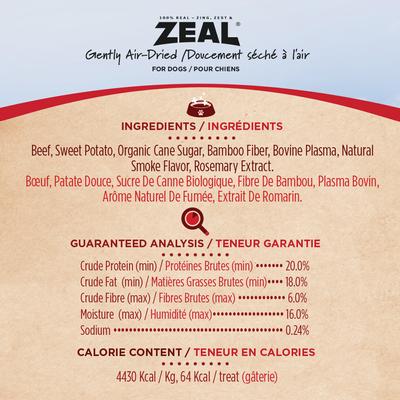 Show full view: Zeal Canada Gently Air-Dried All-Natural Beef Grain-Free Jerky Tenders Dog Treats, 10-oz bag slide 5 of 6